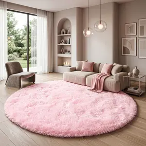 COLLA Round Area Rug for Living Room Bedroom, Super Soft Fluffy Shaggy Non-Slip Carpets, Aesthetic Home Decor