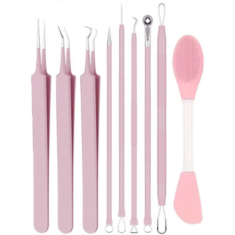 Blackhead Remover Tool Kit - Facial Cleansing Skincare Tool with Tweezers, Acne Extractor, Silicone Face Scrubber for Deep Cleaning of Blackheads, Whiteheads, Ingrown Hairs, Face Scrubber Tool