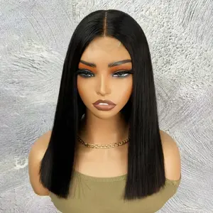 [NEW IN]Short Bob Wigs Raw Vietnamese Hair 2X6 Lace Wig 220% Density Human Hair Wigs Super Double Drawn  Natural Black Color Lace Wigs Straight Bob Wigs