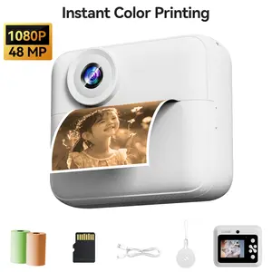 Kids Digital Camera with Instant Print- Dual Lens 1080P HD Selfie & Video, Portable Digital Camera with  TF Card & 2 Rolls Colored Paper for Girls & Boys Ages 3-12