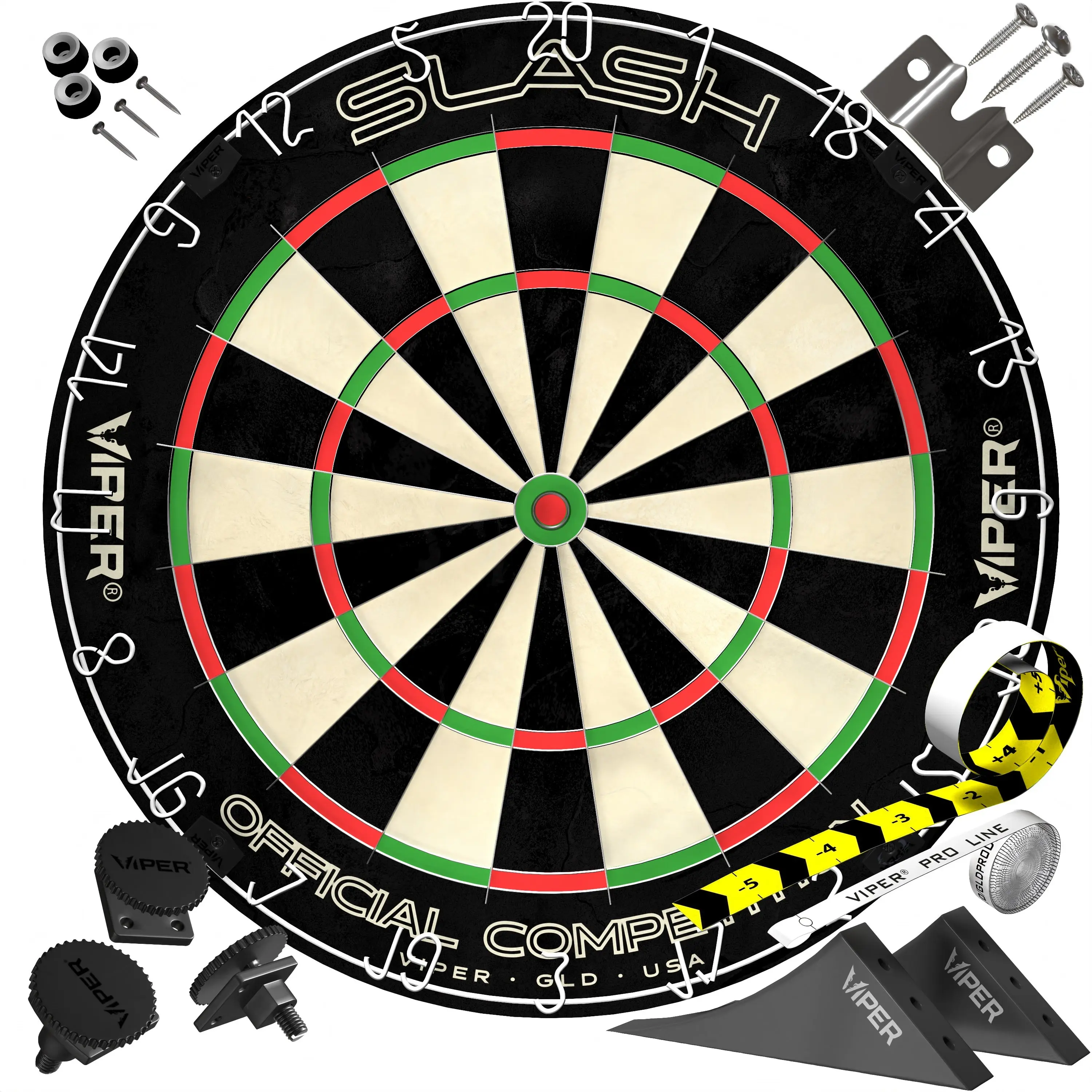 Viper Slash African Sisal Darts Board - WDF Accredited, Spider Wire, 17.75" Dia., Removable Number Ring, Pro, Steel Tips, Sport, Round