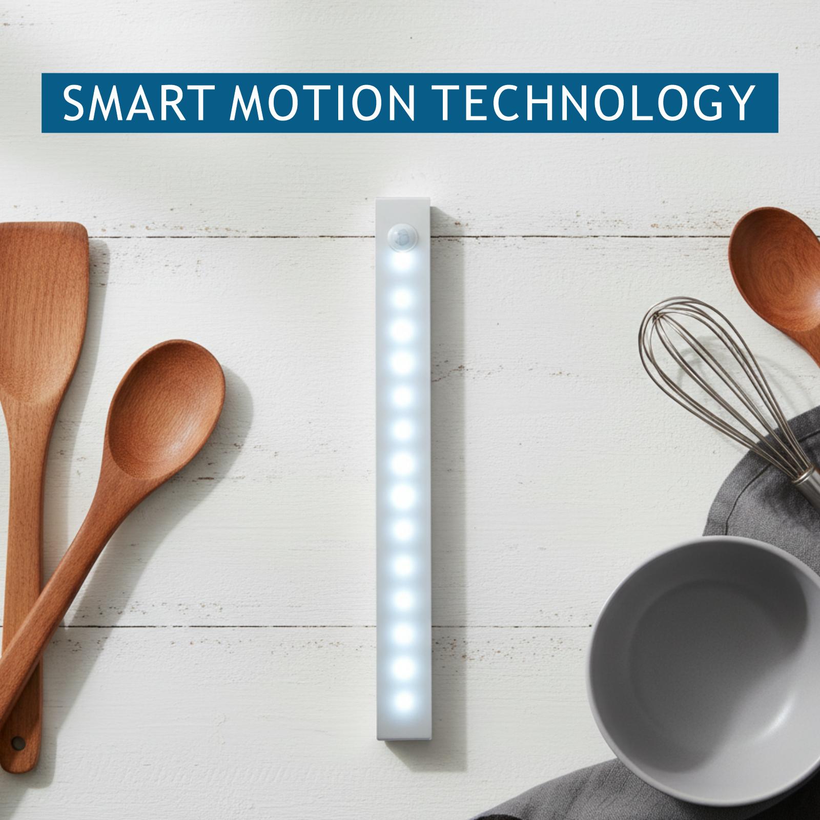 8-inch indoor adjustable motion sensor light for cabinet lighting, USB‑C rechargeable wireless cabinet lighting, countertop lighting for kitchen drawers, wardrobes, and stairs