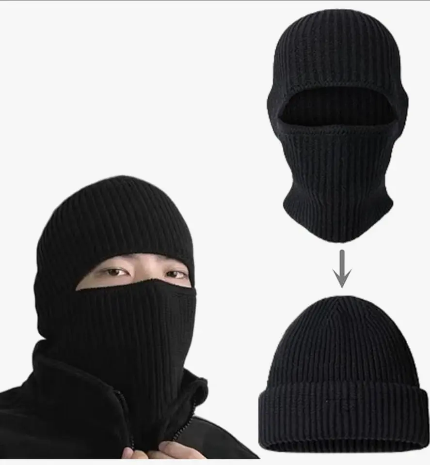 Vintage Winter Knitted Beanie/Ski Mask Balaclava All-In-One beanie hat