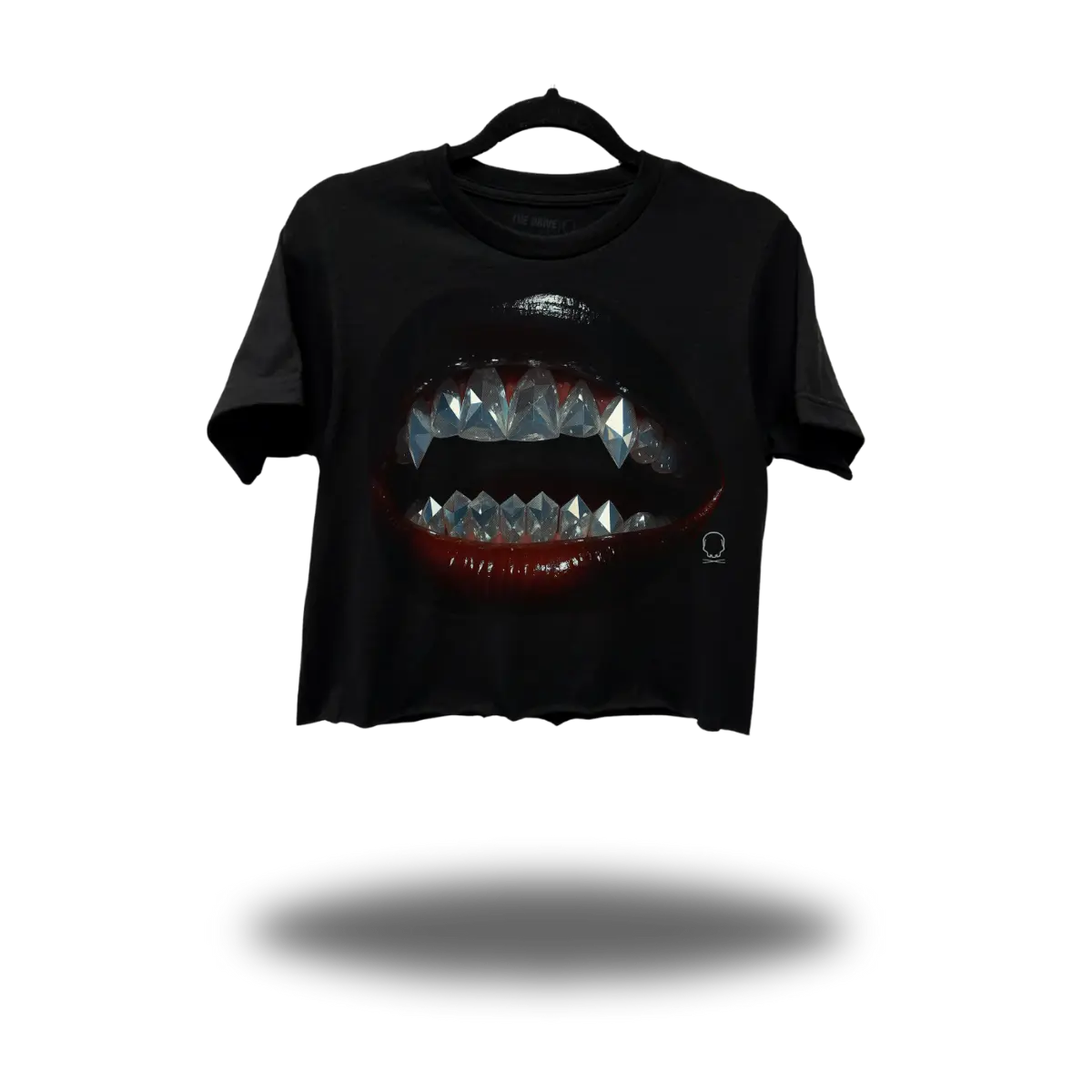 TheDriveClothing Diamond Teeth Crop Top – Y2K Streetwear Graphic Crop Tee, TikTok Viral Biker Fashion, Grunge Alt Girl Aesthetic, Urban Festival Summer Outfit, Multicolor Streetwear Top