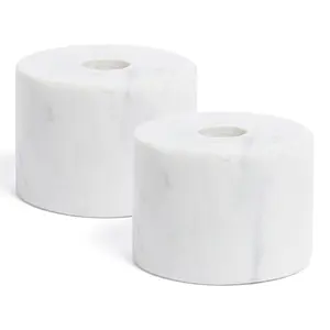 over&back Set of 2 100% Marble Classic Candle Holders