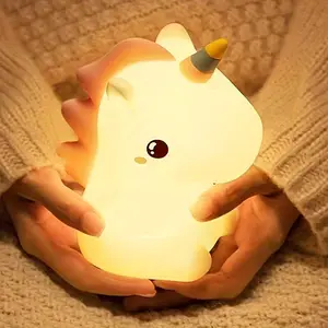 Cute Unicorn Design Night Light USB Rechargeable 3 Level Dimmable Silicone Night Light Unisex Christmas & Birthday Gift for Unicorn Lovers