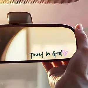 Trust in God Pattern Car Rearview Mirror Sticker, Self Adhesive Car Rearview Mirror Decal, Car Decals, Decal for Cars, Vehicle Exterior Decoration Accessories for Church, School & Office