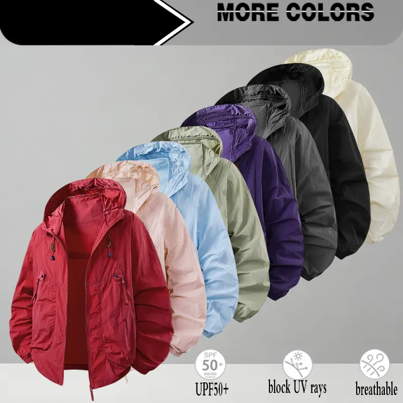Ice Silk Sunscreen Clothing for Men, Summer Thin Breathable UV-Protective Outdoor Hooded Jacket, Large Size Loose Sunscreen Clothing for Cycling