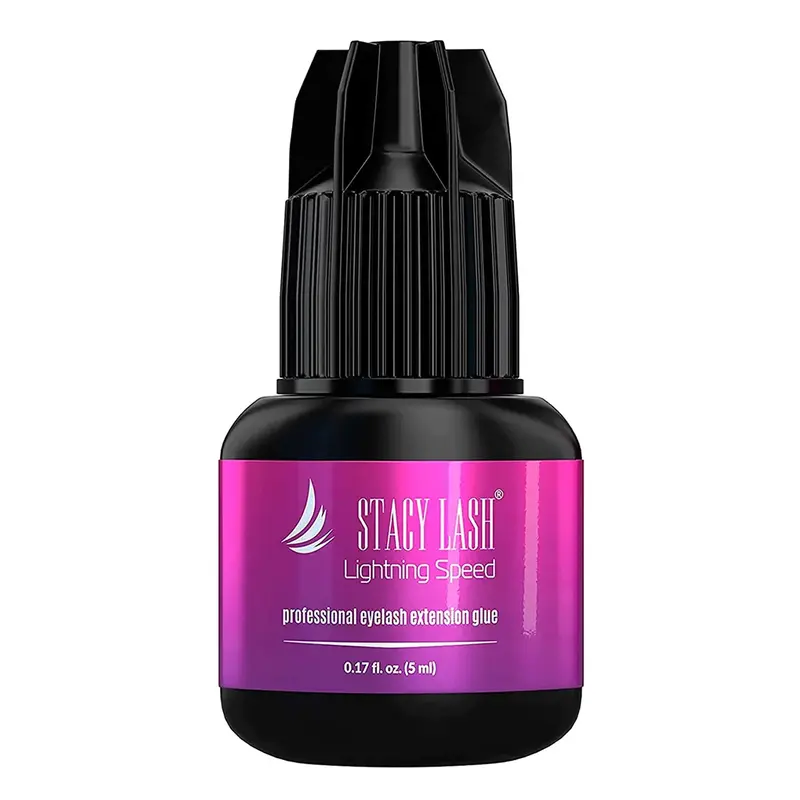 Stacy Lash Lightning Speed Eyelash Extension Glue 5ml | 0.3 Sec Fast Drying | 6-8 Week Retention | Black Adhesive | Professional Salon Supplies