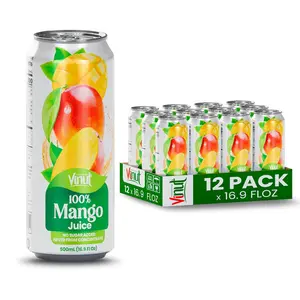 Vinut 100% Mango Juice No Added Sugar Not From Concentrate 16.9 fl oz Can 6/12/24 Pack Tropical Fruit Drink Non-GMO Vegan Gluten-Free Beverage - Mangga