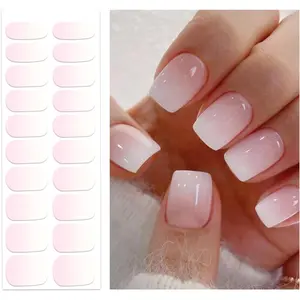 Semi Cured Gel Nail Strips | Pink Ombre Real Gel Nails | UV Light Required | Easy Apply & Long-Lasting Salon Finish