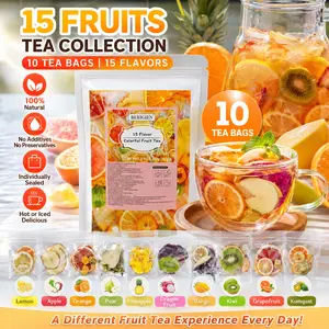 Real Fruit Tea Bags Variety Pack – 10 Tea Bags with 15 Real Fruit Blend, 10 Flavor Mixed Fruit Herbal Tea, Iced & Hot Fruit Infusion Drink, Wellness Gift Set