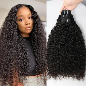 BELE HAIR 12A Grade Burmese Curly Hair Bundles Remy Hair Bundles Natural Black Color 95-105G Per Bundle 1/2/3/4 Wholesale Bundles Deal 38/30/32 Inches Long Hair Bundles Soft and Thick Human Hair Extensions For Women