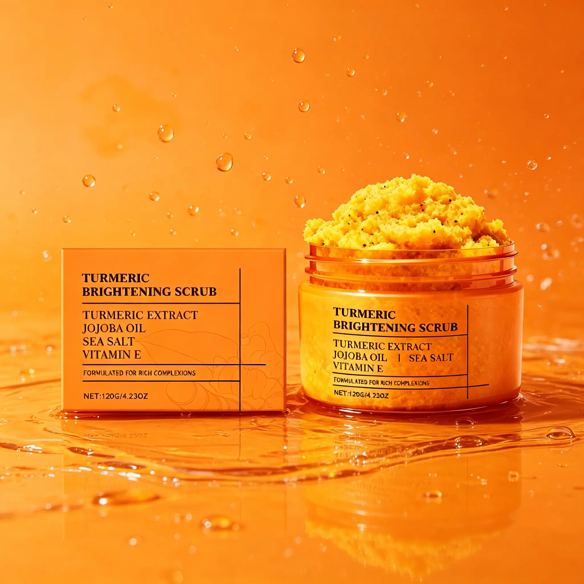 Turmeric Body Scrub 120g – Natural Exfoliating Scrub with Sea Salt, Jojoba Oil & Vitamin E for Soft, Smooth Skin
