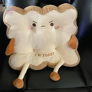 1pc Comfortable Cartoon Toast-Shaped Seat & Back Cushion, Anti-Fatigue Washable Car Seat Pad, Car Interior Accessories for Various Vehicles, Cars