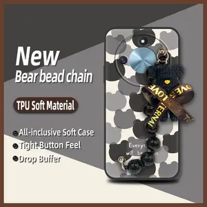 soft case Black pearl pendant Phone Case For Honor X50 protective case Dirt-resistant Back Cover Cartoon cute silicone Simplicity Skin-friendly feel Anti-knock