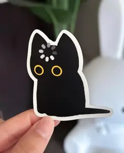 Cute Black Cat Loading Matte Viny l Sticker ‍ Waterproof Decal for Laptop & Water Bottle - Funny Cat Lover Gift