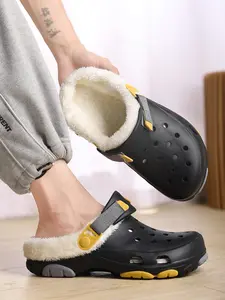 4 Color Unisex Couple Fleece-lined Clogs 35-46 Sizes Warm Fleece Anti-Slip Durable Cut-Out Multifunctional