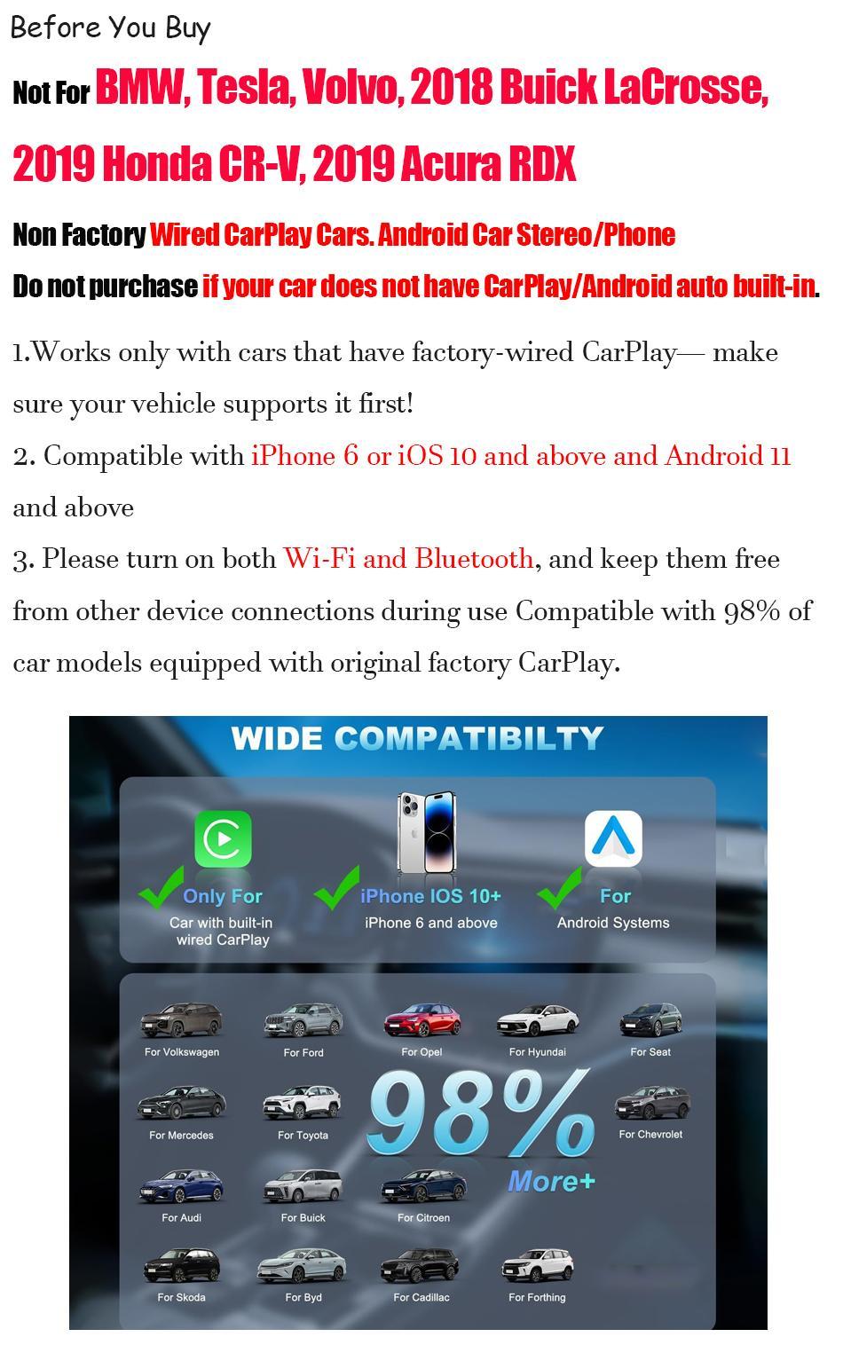 2026 Wireless CarPlay Adapter for Apple,for Android, Upgrade Wired to Wireless, Mini USB-C/Type-C Design, Plug and Play, No Delay Bluetooth+WIFI Stable Connection Car Play for iPhone, with Web App and OTA Updates