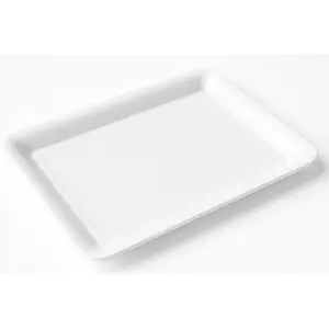 Elegant White Rectangular Plastic Serving Platter - 11" x 18"
