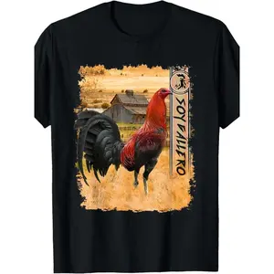 [USA Made Soy Gallero Tee] 100% Cotton Men's Casual Soy Gallero Rooster Graphic T-Shirt|   Vibrant Farm Scene Design, Made in USA, Perfect for Parties, Festivals & Casual Attire