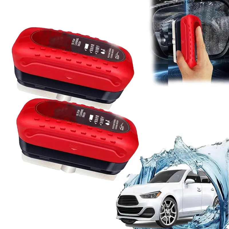 Automotive Oil Film Cleaning Brush，New Glass Coating for Windshield Glass Oil Film Remover, Strong Front Windshield Remover for Windshield(2pcs)