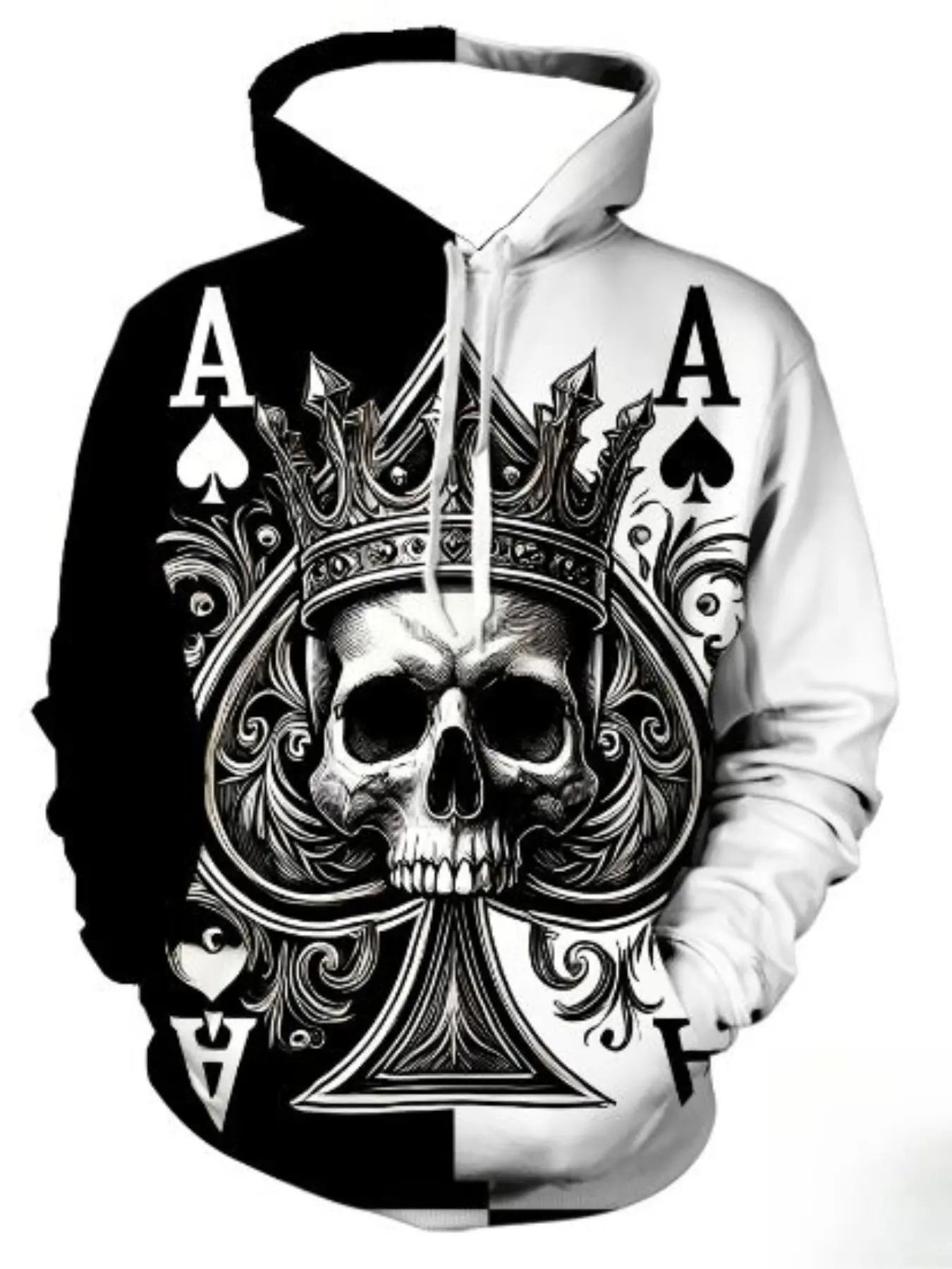 Men's Casual Long Sleeve Hoodie Sweatshirts with Geometric, Skeleton Pattern, Loose-Fitting Fall & Winter Outerwear, Pocket Design for Daily Wear
