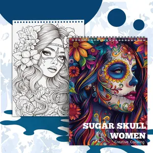 Sugar Skull Theme Coloring Book, 1/5 Counts 24 Pages Thick A4 Paper Spiral Color Book, Creative Painting Drawing Art Book for Adults & Teens, Stress Relief, Spiral Bound #TOP PICKS