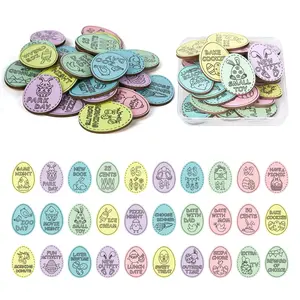 Easter Egg Fillers,36 Pack Wooden Easter Egg Tokens for Kid,Easter Stuffers with 36 Diffrent Engraved Sayings,Eater Filled Actity for Kids Teens Toddler Girls Boys(Egg)