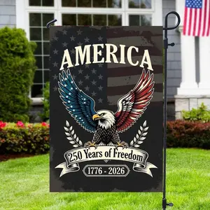 America 1776-2026 US 250th Anniversary Flag 250 Years of Freedom Flag, Semiquincetennial Garden Flag, Home Decor Gift (Double-Sided)