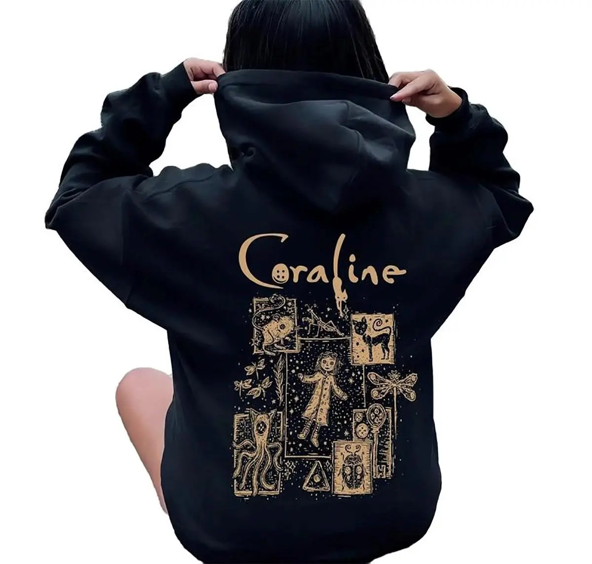 Coraline Sweatshirt, Coraline Cat Hoodie, Button Eyes Shirt, dreaming Shirt