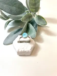 1 Blue Oval Larimar Ring Sz 5