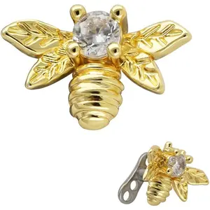 Dermal Anchor G23 Titanium Multicolor Plated Bees CZ   Anchor Dermal Tops