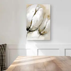 212 MAIN Beige Aluminium Metal Print Wall Art - 12x18 in Floral Tulips with Typography, Flower-Infused Room Decoration, Artistic Home Decor Photo Artwork, Ideal Gift for Living Spaces, Accent Wall Prints, Artwork Print Prints