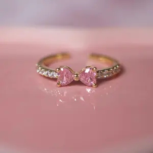 Adjustable Light Pink Bow Ring