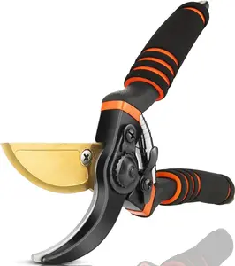 Durable Bypass Garden Pruning Shears - Professional Titanium Leaf Cutters with Adjustable Blade, PVC Grip, Retractable Lock, Spring Assist, Adjustable Opening for Plants & Hedges, Sharp Rust-Resistant Blades for Gardeners