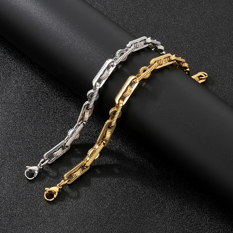 1pc Heavy-Duty Motorcycle Chain Bracelet - Industrial Hip-Hop Jewelry with Interlocking Chains, Unisex Bike Chain Necklace for Men & Women - Edgy Motorcycle, Cycling, Everyday Streetwear - Durable Metallic Finish Gift for Bikers & Urban Fashion Lovers, Mo