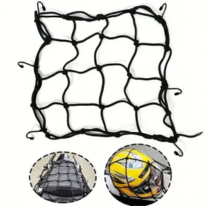 1pc Motorcycle Luggage Net Bike 6 Hooks Hold Down Fuel Tank Luggage Mesh Web Bungee Black Motorcycle Bike 6 Hooks Tank Car Styling