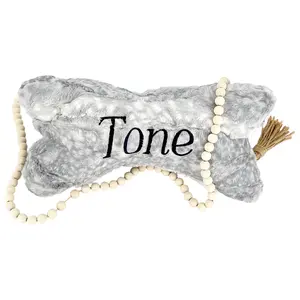Neck Bone Pillow Personalized with Embroidered Name Grey White
