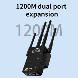 AC1200 WiFi Extender 1.2Gbps Signal Booster for Home Dual Band 5GHz/2.4GHz Covers Up to 1500 Sq.ft and 30 Devices Support Onemesh One Ethernet Port