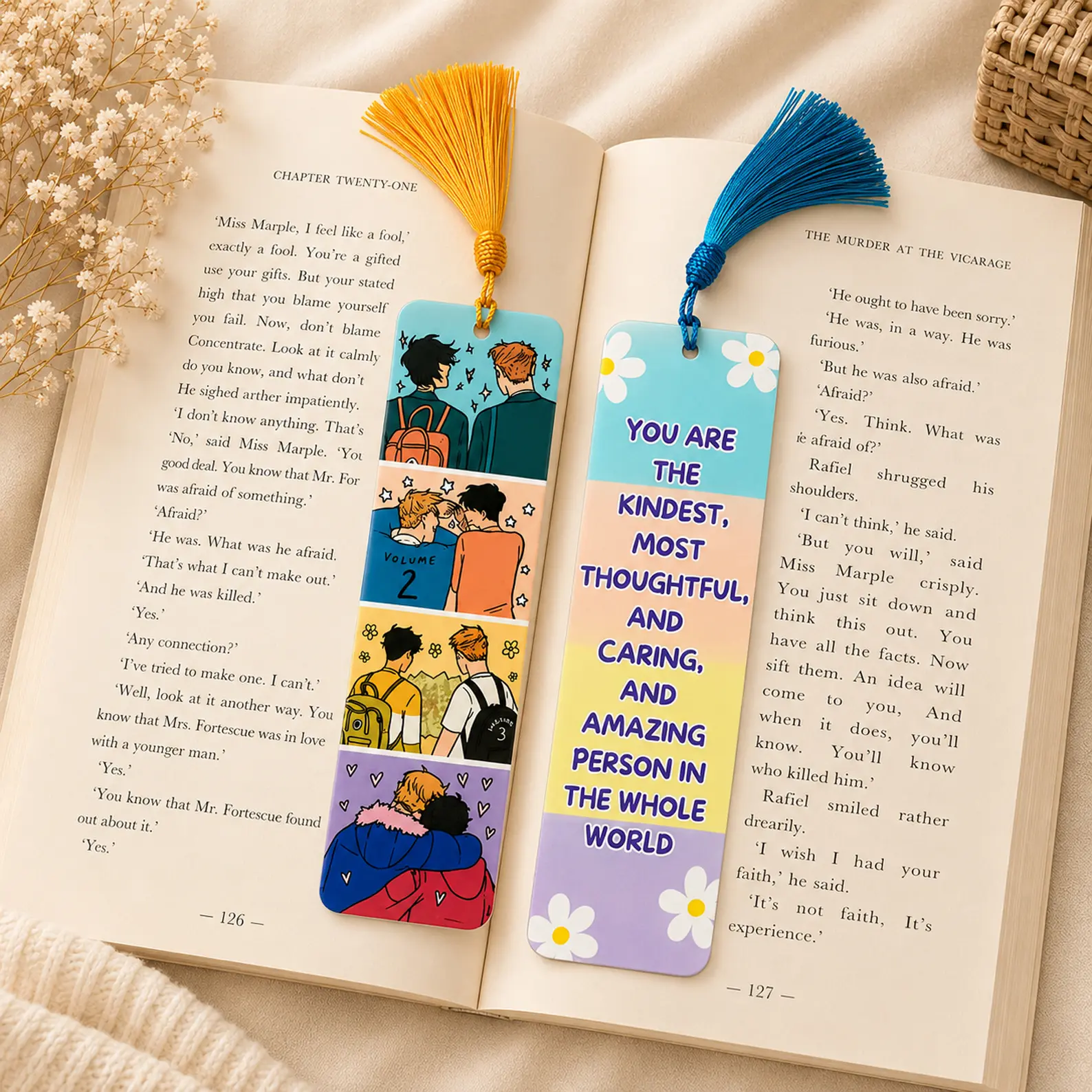 Acrylic HeartStopper Bookmark, Couple Nick And Charlie Bookmark, HeartStopper Movie Comic Books Fan Gift, Romantic Ornament Gifts For Couple