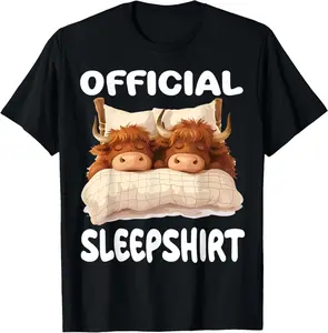 100% Cotton Scottish Highland Cow Official Sleepshirt Pajamas Nightgown T-Shirt