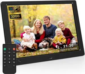 10.1" 1080P Digital Picture Frame - No WiFi/App Required, Plug & Play SD Card/USB Support, Remote Control, Motion Sensor, Media Playback, Free 32GB USB Drive