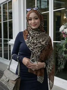Women's gradient leopard print scarf 90*180cm Baotou scarf Hijab suitable for travel and sun protection