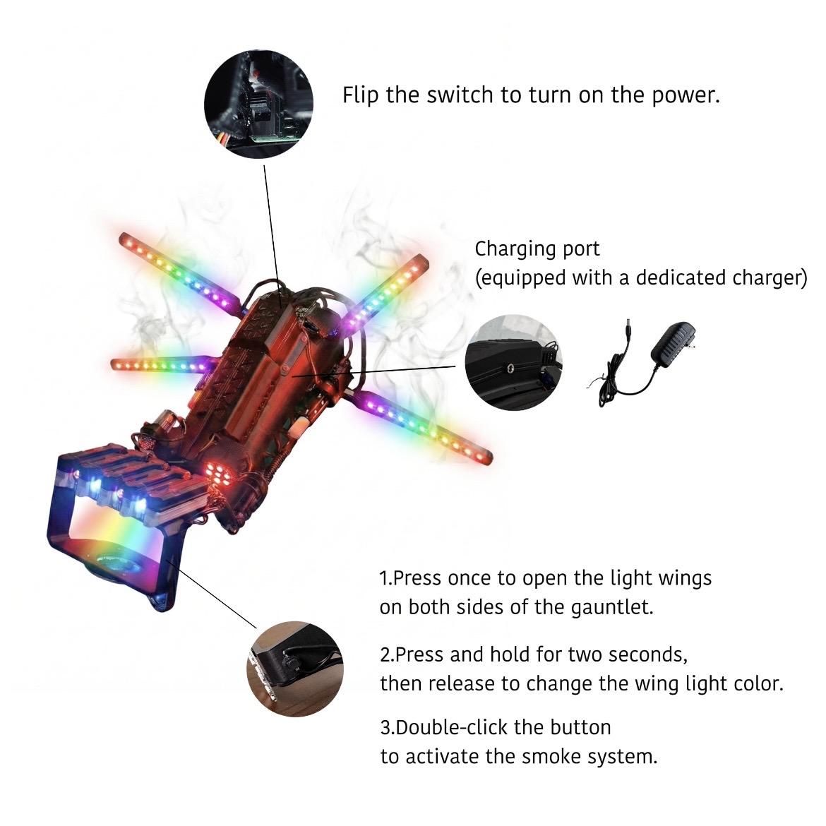 Dimensions Toys Cyberpunk-inspired LED Genos Cyber mechanical arm, 11.8 inches.Handmade cosplay anime toys, home décor, and stress-relieving toys are suitable for anime lovers and festive partiesCreative toys available in the US.