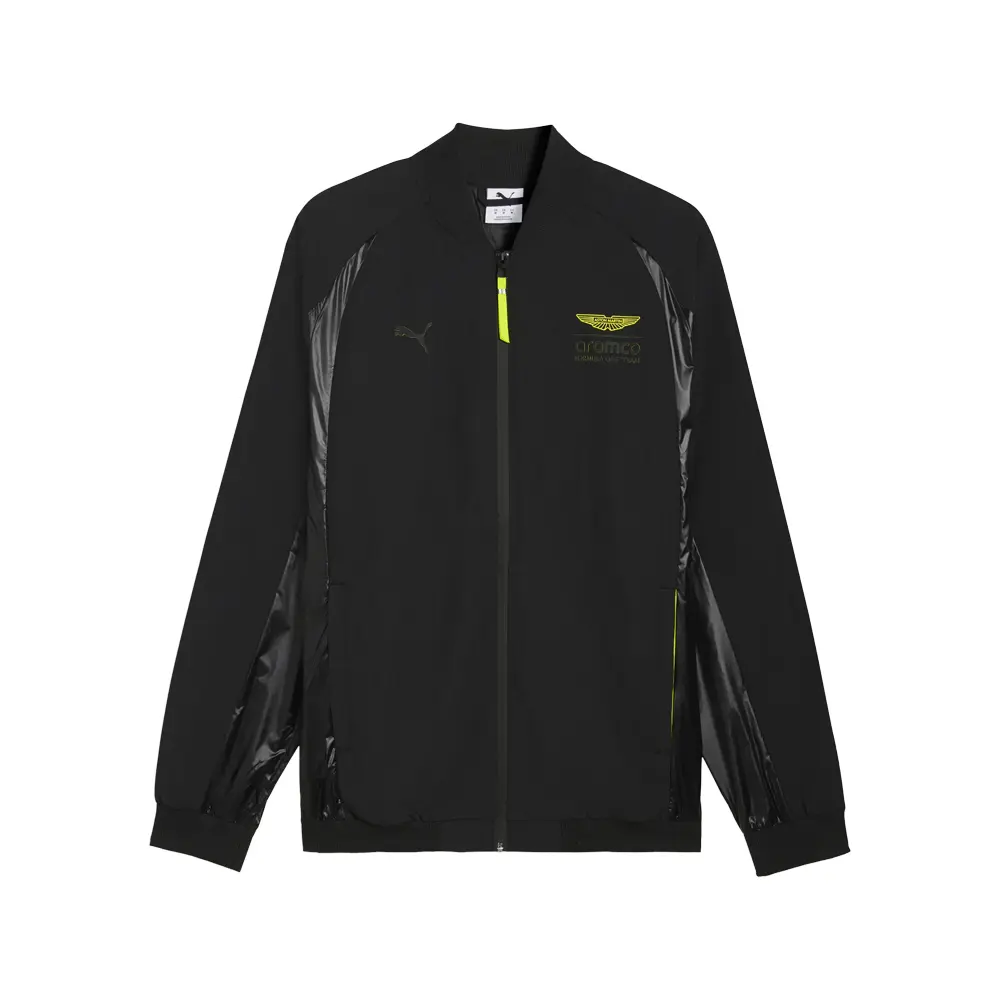 PUMA Mens X Aston Martin Aramco F1 Bomber Jacket Athletic Outerwear Casual - Black