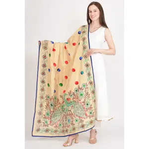 Isha Beige Embroidered Dupatta