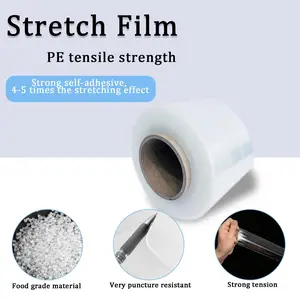 Stretch Film Roll Up to 90.55 Inches, Heatless Shrink Wrap Machine Compatible, Easy-To-Use Bottle Packaging Material, Seals Bottles and Jars