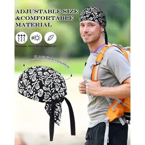8 Pack Skull Pirate Print Do Rag Skull Caps |   Sweat Wicking Cooling Breathable Helmet Liner Bandana |   for Men Biker Cycling Motorcycle Hiking Gym Outdoor Sports