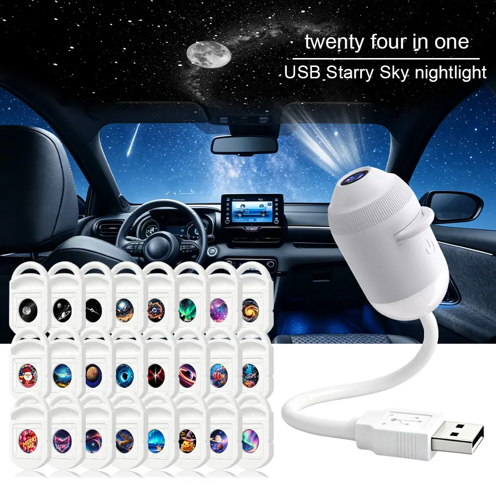 2-in-1 USB Galaxy Star Projector Night Light, Dimmable Mini Starry Sky Light for Bedroom Ceiling Wall Room Decor